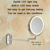 8 Inch Wall-Mounted Double-Sided Makeup Mirror LED Three-Tone Light Bathroom Mirror, Colour:USB Charging Silver(Ten Times Magnification)