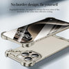 For iPhone 15 Frameless Metal Corner Pad Phone Case with Lens Film(Black)