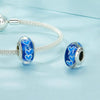S925 Sterling Silver Heart Pattern Blue Glass DIY Beads(SCC2736)