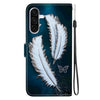 For Samsung Galaxy A26 5G Crystal Texture Colored Drawing Leather Phone Case(White Butterfly Feathers)