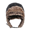 Autumn Winter Imitation Leather Outdoor Ride Hat Ear Protection Pilot Hat, Size: L About 54-58cm(Black)
