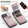 For iPhone 14 Pro Max AutSpace A12 MagSafe Magnetic RFID Card Bag Phone Case(Rose Gold)