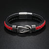 Simple Alloy Magnetic Clasp Leather Bracelet Personalized Braided Bracelet, Style: Black 21cm