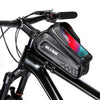 WILD MAN E10S 1L Mountain Bike Phone Touch Screen Hard Shell Tube Bag with Earphone Hole(Black)