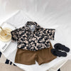 Boys Floral Shirt + Shorts Pants Set Summer Thin Children Short-sleeved Shirt, Size: 90cm