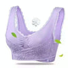 Front Cross Side Buckle Wireless Lace Bra Breathable Sport For Women, Size:L(Purple)