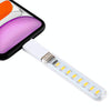 8LEDs 5V 200LM USB LED Book Light Portable Night Light, with 8 Pin Adapter(Warm White)