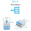 5pcs D1-4 Push Type Mini Wire Connection Splitter Quick Connect Terminal Block(Blue)
