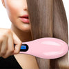 Handheld Innovative Hair Straightener Comb with LCD Temperature Display, EU Plug(Pink)