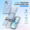 For iPhone 15 Plus DUX DUCIS Lawa Series 2 in 1 Wallet Zipper Detachable MagSafe Phone Case with Lanyard(Light Blue)