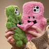 For iPhone 14 Pro Max 3D Magnetic Long Tongue Monster Plush Phone Case(Green)