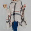 Women Mid-Length Turtleneck Sweater Fringed Cloak Shawl, Size: Free Size(Khaki)