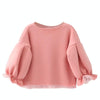 Autumn and Winter Warm Cute Puff Sleeve Top Heart-shaped Embroidered Sweatshirt Girls Tops, Height:100cm(White)