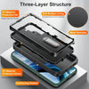 For Samsung Galaxy S22 5G 3 in 1 Rugged Holder Phone Case(Black)