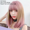 Female Gradient Highlighting Lifelike Chemical Fiber Headgear Wigs(Plum Pink and Honey Tea 39CM)