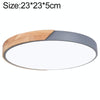 Wood Macaron LED Round Ceiling Lamp, White Light, Size:23cm(Grey)