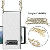 For Samsung Galaxy S10 Elegant Rhombic Pattern Microfiber Leather +TPU Shockproof Case with Crossbody Strap Chain(White)