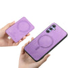 For Samsung Galaxy F15 / M15 Retro Cross Leather Ring Side Insert Card Bag MagSafe Phone Case(Purple)