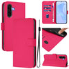 For Samsung Galaxy A56 5G Skin Feel Solid Color Leather Phone Case with Lanyard(Rose Red)