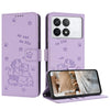For Redmi K70 / K70 Pro Embossed Kitten Phone Leather Case with Lanyard(Purple)