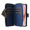 For iPhone 15 Nine-card Slots Zipper Wallet Bag Leather Phone Case(Blue)