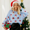 Autumn and Winter Christmas Ladies Sweater Sheath Knit Top, Size: L(Light Blue)