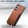 For Samsung Galaxy S22+ 5G Twill Fabric Leather Vertical Flip RFID Card Bag Phone Case(Brown)
