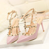 Pointed Stiletto Rivets Shallow Mouth High Heels, Shoes Size:42(Purple)