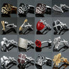 Men Clover Rose Pattern Cufflinks, Color: Wine Red Silver Pattern