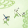 S925 Sterling Silver Platinum Plated Gradient Butterfly Earrings(BSE987)