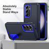 For Samsung Galaxy S24 / S25 5G Rugged PC Hybrid Silicone Phone Case with Holder(Dark Blue+Royal Blue)