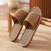 Linen Slippers Summer Couple Home Indoor Floor Rattan Grass Non-Slip Slippers, Size: 44-45(Yellow Grass)