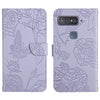 For Asus Smartphone for Snapdragon Insiders Skin Feel Butterfly Peony Embossed Leather Phone Case(Purple)