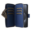For iPhone 15 Pro Max Nine-card Slots Zipper Wallet Bag Leather Phone Case(Blue)