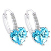 Cute Heart Real 925 Sterling Silver Cubic Zirconia Stone Earrings