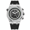 CAGARNY 6861 Checkered Pattern Polygonal Dial Quartz Silicone Strap Watch(Black Dial Black Belt)