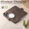 For iPhone 14 Suteni J07 Multi-functional Horizontal MagSafe Denim Leather Phone Case(Brown)