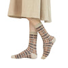 1pair Women Autumn and Winter Socks Brown Color Thick Retro Mid-calf Socks, Style: Rhombus