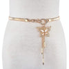 Women Thin Belt Metal Rhinestone Decorative Waist Chain, Length:68cm, Style:Four Pearls Pendant