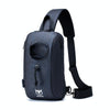 BULL CAPTAIN 0113 Large-Capacity Crossbody Waterproof Chest Bag with USB Charging Hole(Blue)