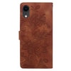 For iPhone XR Lace Floral Embossed Magnetic Buckle Leather Phone Case(Brown)