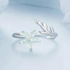 S925 Sterling Silver Platinum Plated Fresh Flower Opening Adjustable Ring(BSR533-E)