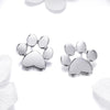 Women Fashion Pet Cat Footprints Silver Earrings, Color:White