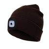 Unisex Warm Winter Polyacrylonitrile Knit Hat Adult Head Cap with 4 LED Lights, Button Battery (Coffee)