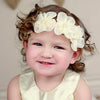 Ribbon Diamond Headband Newborn Hairband Girl Flower Head Children Hair Accessories(Creamy white)