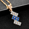18k Gold Plated Irregular Geometry Crystal Pendant Necklace For Female, 43*13 mm(blue)