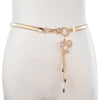 Women Thin Belt Metal Rhinestone Decorative Waist Chain, Length:62cm, Style:One Pearl Butterfly Pendant