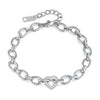 OPK GS1529 Stainless Steel Heart With Zirconia Bracelet, Color: Steel Color