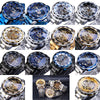 Winner Leisure Skeleton Diamond Luminous Pointer Watch Men Manual Mechanical Watch(Silver Belt Blue Circle Blue Face)