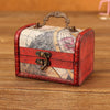 Wooden Crystal Jewelry Storage Box Antique Distressed Wedding Candy Gift Box(6076C White Map)